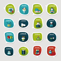 Birthday bubble speech banner design flat background set, eps10