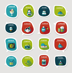 Birthday bubble speech banner design flat background set, eps10