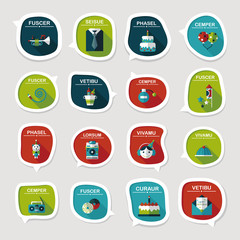 Birthday bubble speech banner design flat background set, eps10