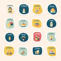 Birthday bubble speech banner design flat background set, eps10