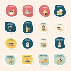 Birthday bubble speech banner design flat background set, eps10