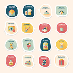 Birthday bubble speech banner design flat background set, eps10