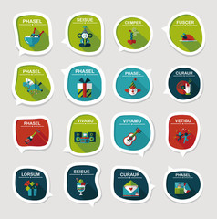 Birthday bubble speech banner design flat background set, eps10