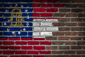 Brick wall texture with flag