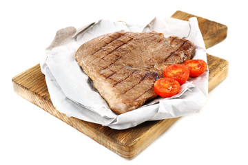 Delicious grilled meat isolated on white