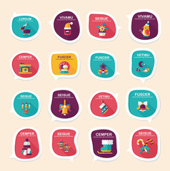 Christmas bubble speech banner design flat background set, eps10