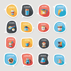 Coffee bubble speech flat banner design flat background set, eps