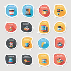 Coffee bubble speech flat banner design flat background set, eps