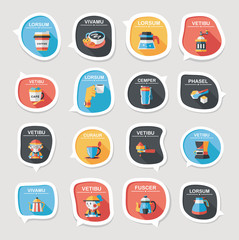 Coffee bubble speech flat banner design flat background set, eps