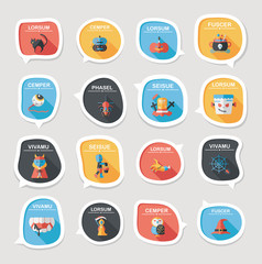 Halloween bubble speech banner design flat background set, eps10