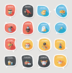 Halloween bubble speech banner design flat background set, eps10