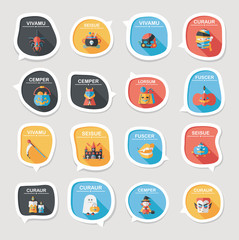 Halloween bubble speech banner design flat background set, eps10