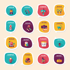 Halloween bubble speech banner design flat background set, eps10