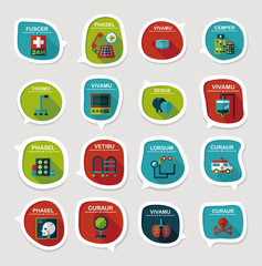 hospital bubble speech banner design flat background set, eps10