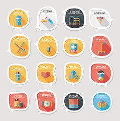 hospital bubble speech banner design flat background set, eps10