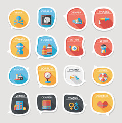 hospital bubble speech banner design flat background set, eps10