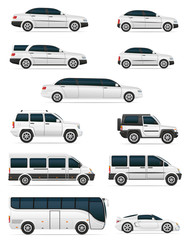 set of cars for the transportation passengers vector illustratio