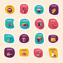 Kitchenware bubble speech flat banner design background set, eps