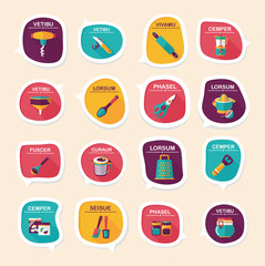 Kitchenware bubble speech flat banner design background set, eps