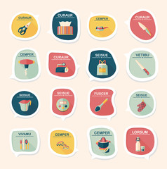 Kitchenware bubble speech flat banner design background set, eps