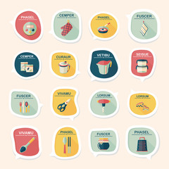 Kitchenware bubble speech flat banner design background set, eps