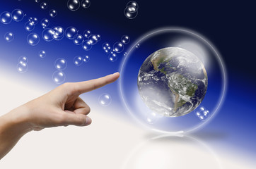 Earth protection by bubble and finger touch-
