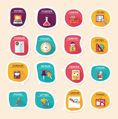 School bubble speech banner design flat background set, eps10