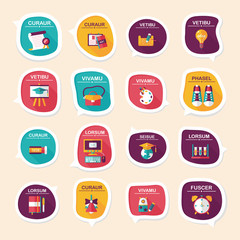 School bubble speech banner design flat background set, eps10
