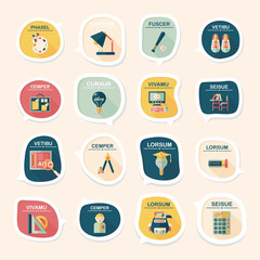 School bubble speech banner design flat background set, eps10