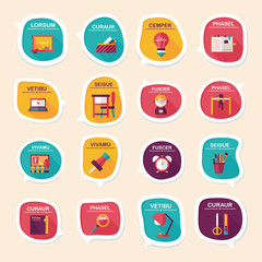 School bubble speech banner design flat background set, eps10