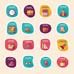 School bubble speech banner design flat background set, eps10