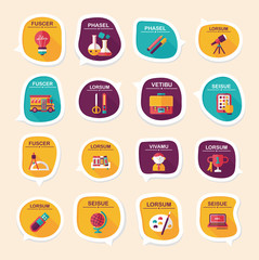 School bubble speech banner design flat background set, eps10