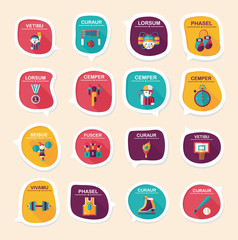 Sport speech bubble flat banner design background set, eps10