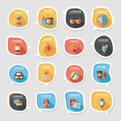 Travel bubble speech banner design flat background set, eps10