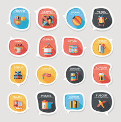 Travel bubble speech banner design flat background set, eps10