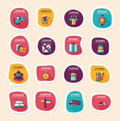 Travel bubble speech banner design flat background set, eps10