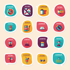 Travel bubble speech banner design flat background set, eps10