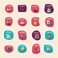 Travel bubble speech banner design flat background set, eps10