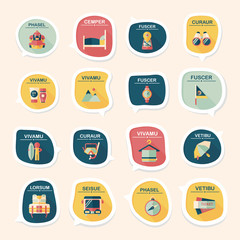 Travel bubble speech banner design flat background set, eps10