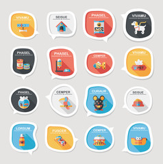 Pet bubble speech flat banner design background set, eps10