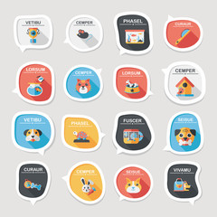 Pet bubble speech flat banner design background set, eps10