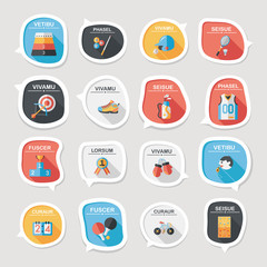 Sport speech bubble flat banner design background set, eps10