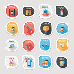 Sport speech bubble flat banner design background set, eps10