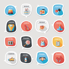 Sport speech bubble flat banner design background set, eps10