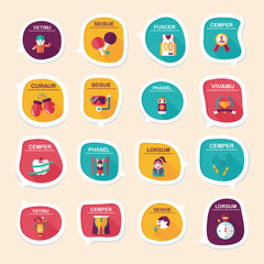 Sport speech bubble flat banner design background set, eps10