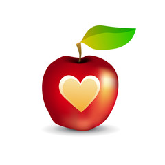 Icon of Tasty Apple with Heart.