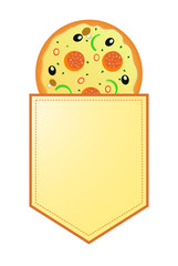 Pizza with Banner for Your Information