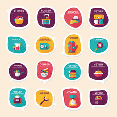 Kitchenware bubble speech flat banner design background set, eps