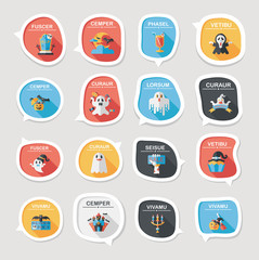 Halloween bubble speech banner design flat background set, eps10
