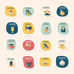 Halloween bubble speech banner design flat background set, eps10